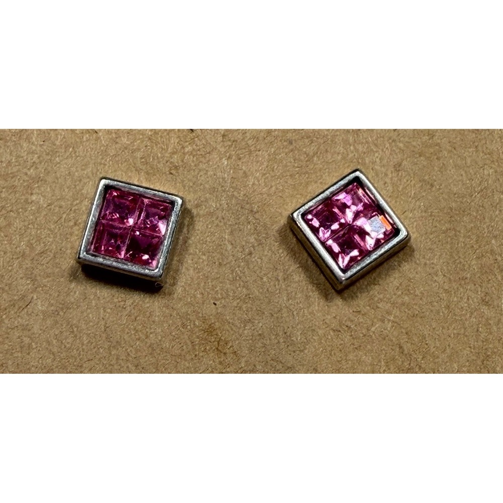 Brighton Spectrum Mini Post Earrings Pink Crystal Square Stud Earrings